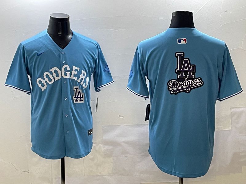 Men Los Angeles Dodgers Blank Light Blue Throwback Game 2025 Nike MLB Jersey style 32->los angeles dodgers->MLB Jersey